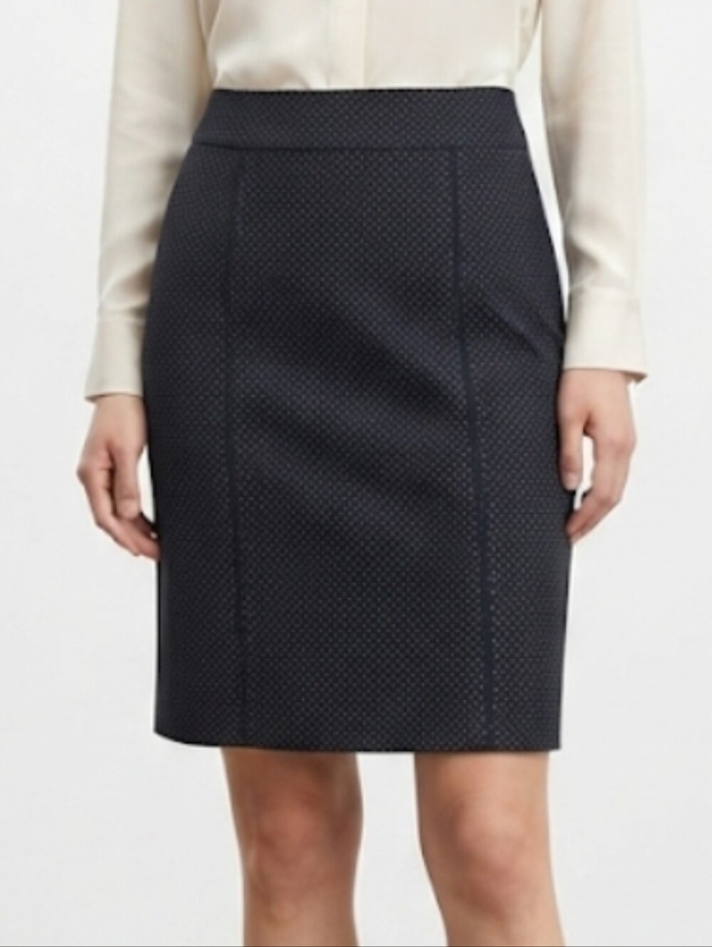 WHBM Classic Black And White Polka-dot Pencil Skirt Size 4